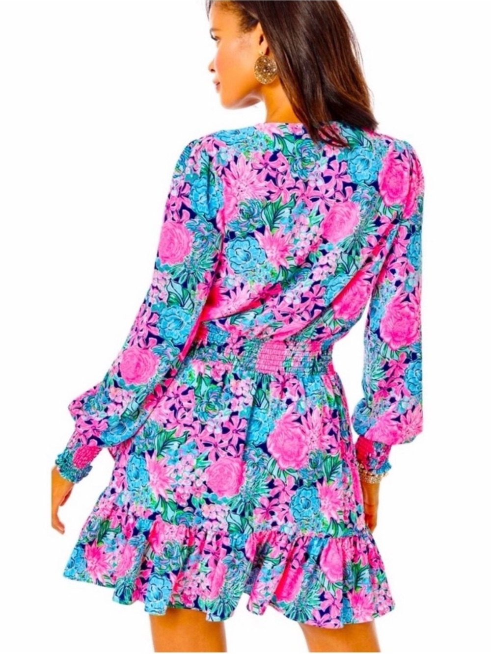 BRAND NEW Lilly Pulitzer Cristiana Stretch Dress, Navy Always Be Blooming Sz 16 - Picture 5 of 6